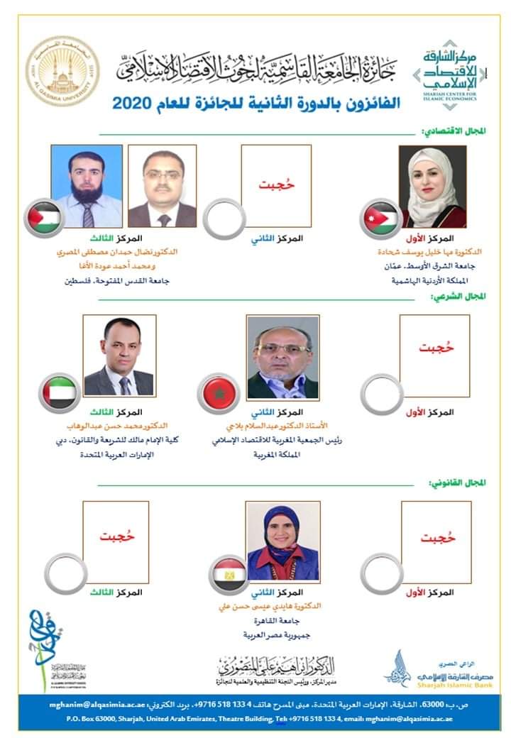 فوز الدكتور نضال حمدان المصري والاستاذ محمد الاغا بجائزة دولية 